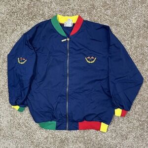 Vintage 90s jacket full zip nautical lightweight mens size small logo embroider